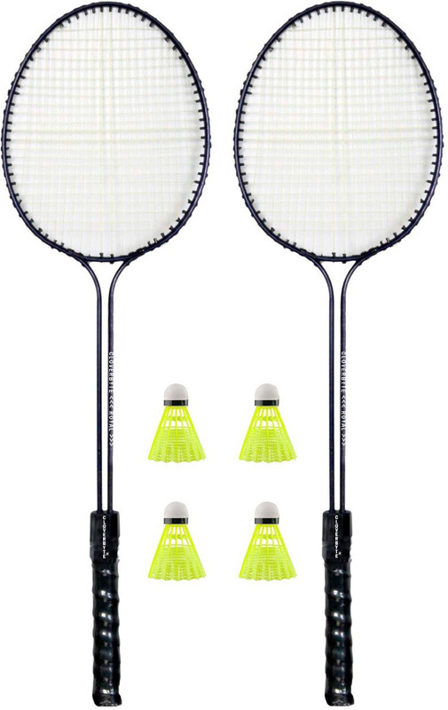 MINIBLITZ Double Shaft 2 Racquet with 4 Piece Nylon ShuttleCock Badminton Kit