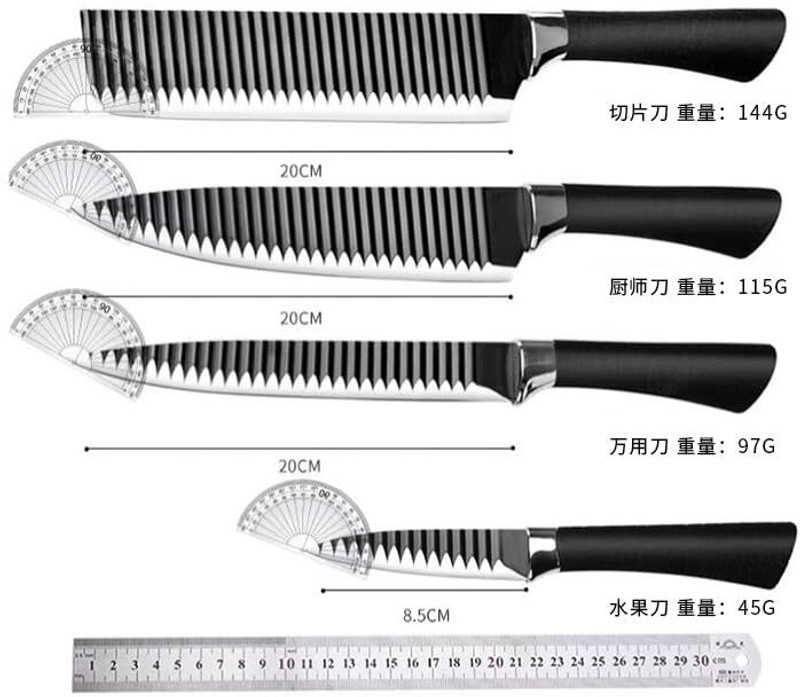 RPAStore Premium 6-Piece Stainless Steel Knife Set | Sharp Chef Knives with Comfortable Knife(Black)