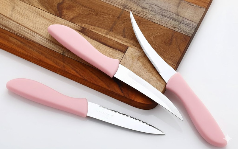 SRELEVEN 3 Pc Plastic, Stainless Steel Knife Set 3 PCS Stainless Steel Kitchen Knife Set for Vegetable & Meat Cutting Knife