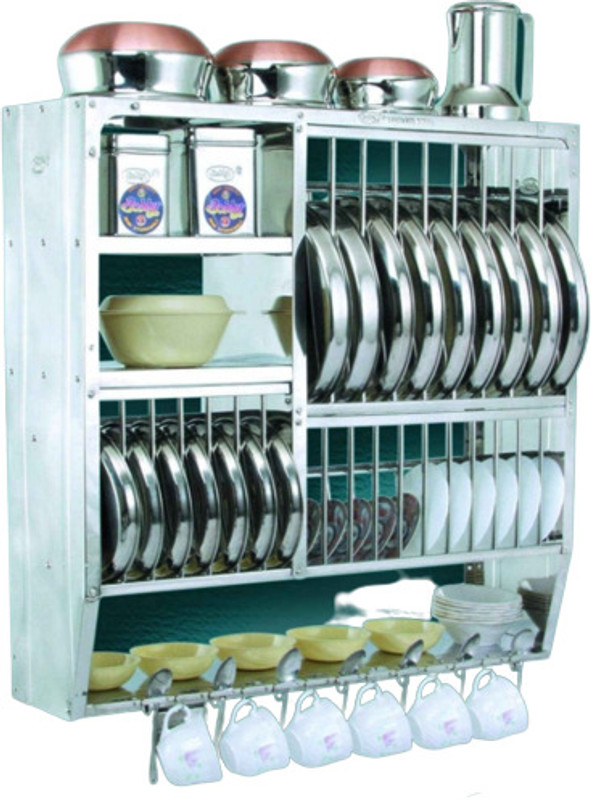GOVI Dish Drainer Kitchen Rack Steel Wall Mounted Dish Rack (30x30) Utensil Kitchen Rack