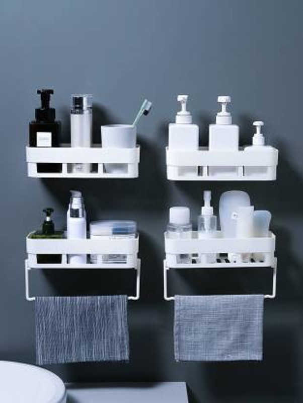 COFP 4 Pcs Kitchen/Bathroom Shelf/Brush Stand/Soap Stand/Bathroom Accessories Plastic Toothbrush Holder(White, Wall Mount)
