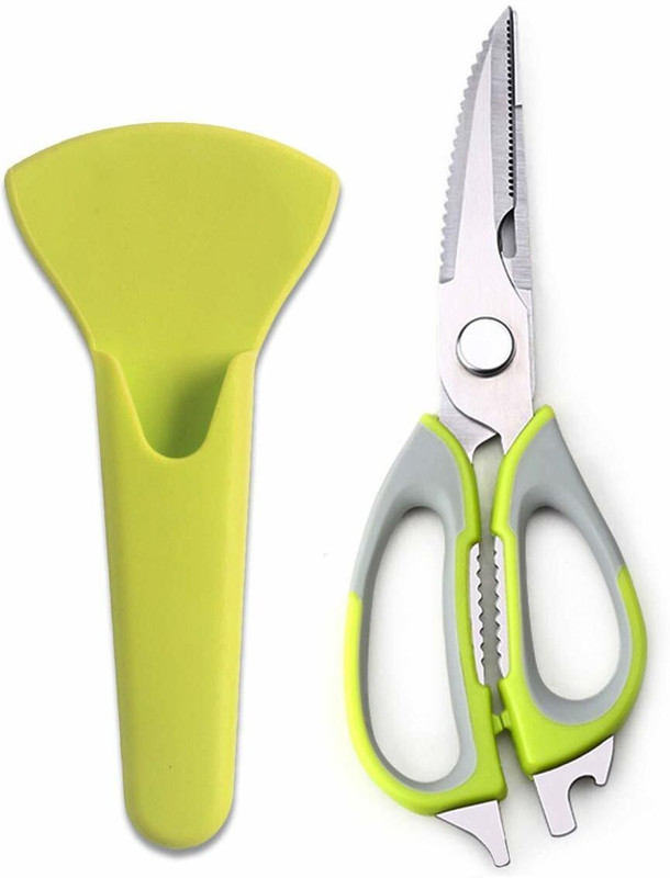 KitchenFest All in One Detachable Scissors - Kitchen Shears/Cleaver/Bottle Opener/Knife Stainless Steel All-Purpose Scissor(Green, Pack of 1)