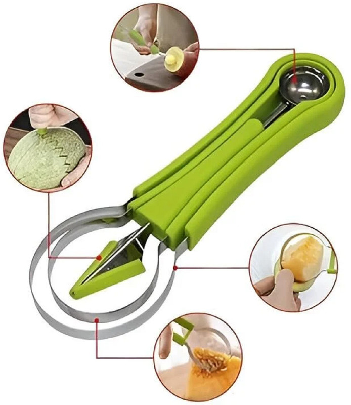 Villwin 4 In 1 Stainless Steel Watermelon Cutter Kitchen Scoop