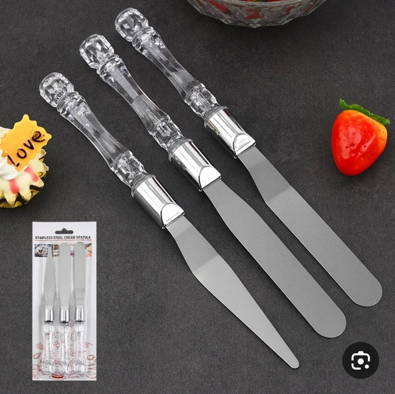 BANQLYN 3-Piece Stainless Steel Cake Icing Spatula Set Kitchen Tool Set(Baking Tools)