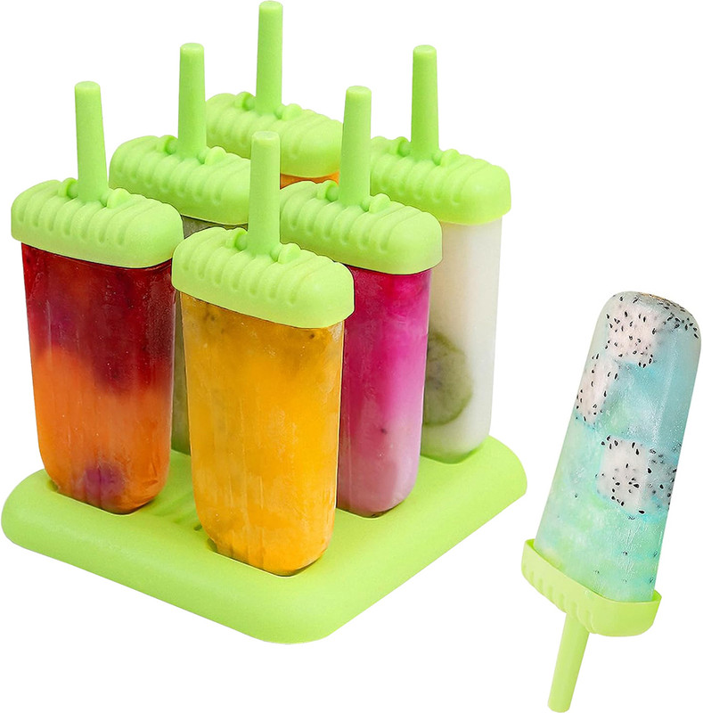 KARP Popsicle Molds – BPA-Free, Leak-Proof, Easy Clean Ice Pop Maker Green Plastic Ice Cube Tray(Pack of6)