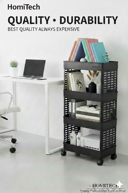 Homitech HomiTech Black classic Kitchen Trolley Plastic Kitchen Trolley(DIY(Do-It-Yourself))