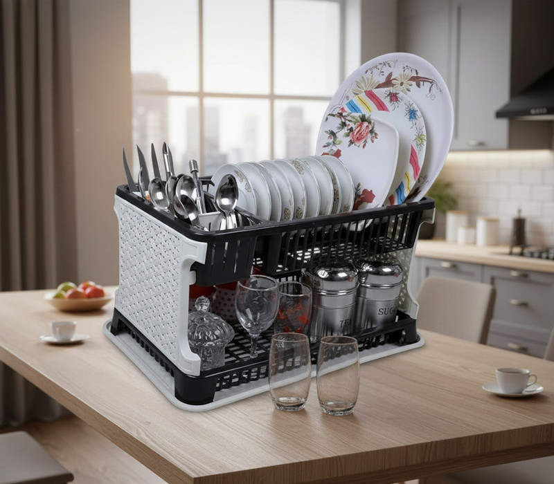 HP PLASTIC Plate Kitchen Rack Kitchen Organizer Rack with Water Storing Tray Plastic Plastic Kitchen Trolley(DIY(Do-It-Yourself))