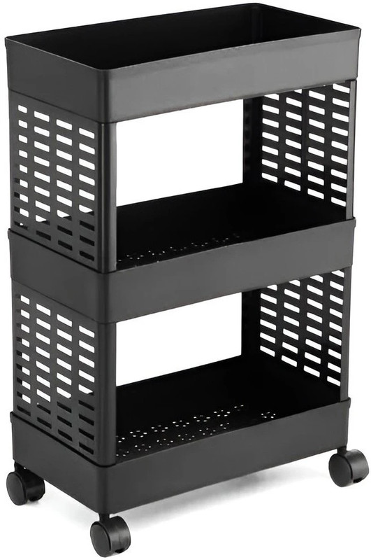 HOMANTA Popular 3 Layer Plastic Portable Modern Plastic Fruit & Vegetable Basket Plastic Kitchen Trolley(Pre-assembled)