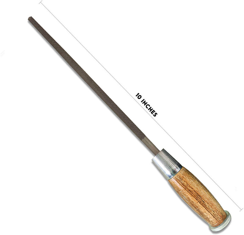 LXMI Wooden Handle Steel Cut Round File 10Inch Knife Sharpening Steel(Carbon Steel)