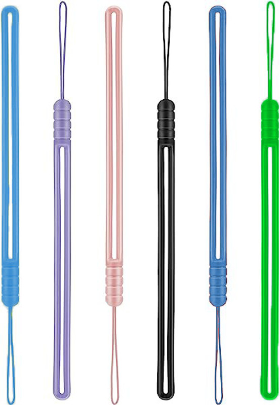 Finzatik 6pcs Silicone Hand Lanyard Wrist Strap for Mobile, Silicone Phone Straps Lanyard Phone Charm(Multicolor)