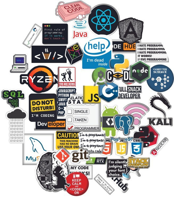 Yuckquee Coding Stickers Pack of 25 Vinyl Reusable Laptop Skin Compatible for 2.5 inch(Theme: Signs & Symbols)