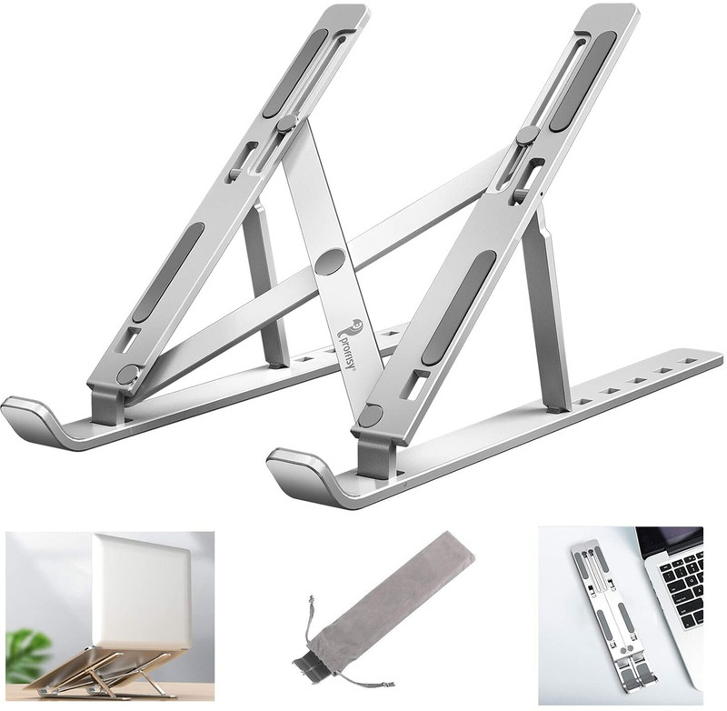 Flipkart SmartBuy 6 Angles Adjustable Aluminum Foldable Portable Laptop/Desktop Stand Stainless Steel Floor and Desk Stand Rotatable Laptop Stand with Adjustable Height Compatible with Universal Laptops(Silver)