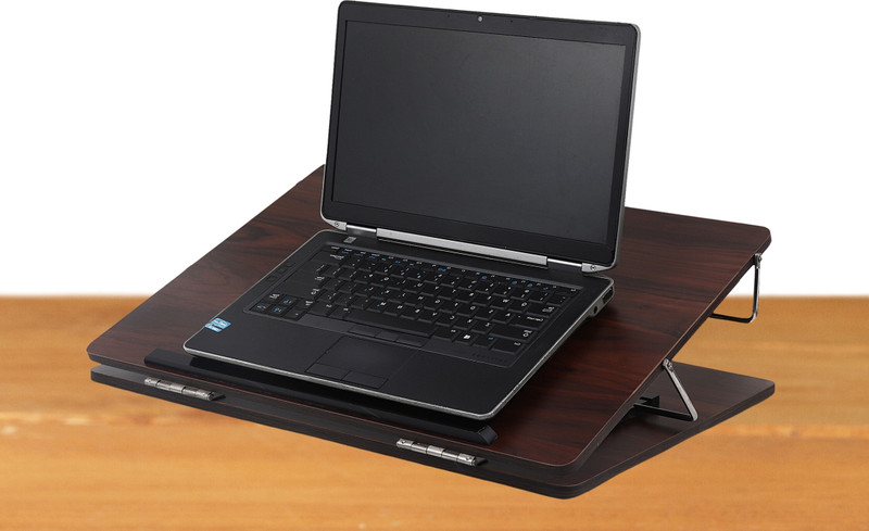 Goodwill Tech Premium Wooden Table top Desk Elevator for Office Wooden Walnut Table Top - 12x6 inch Wooden Desk Stand Laptop Stand with Adjustable Height Compatible with 26 - 35 cm Laptops(Brown)
