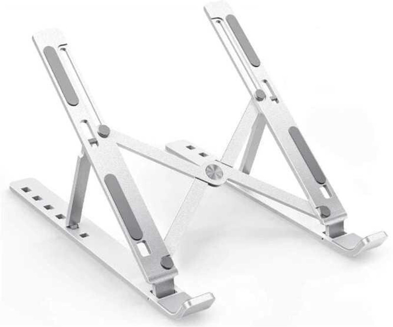 WoodyBox Height Adjustable Lifter Portable Aluminium for Office (Original Aaks Solution) Woodybox_001 Aluminium Desk Stand Laptop Stand with Adjustable Height Compatible with 26 - 35 cm Laptops(Silver)