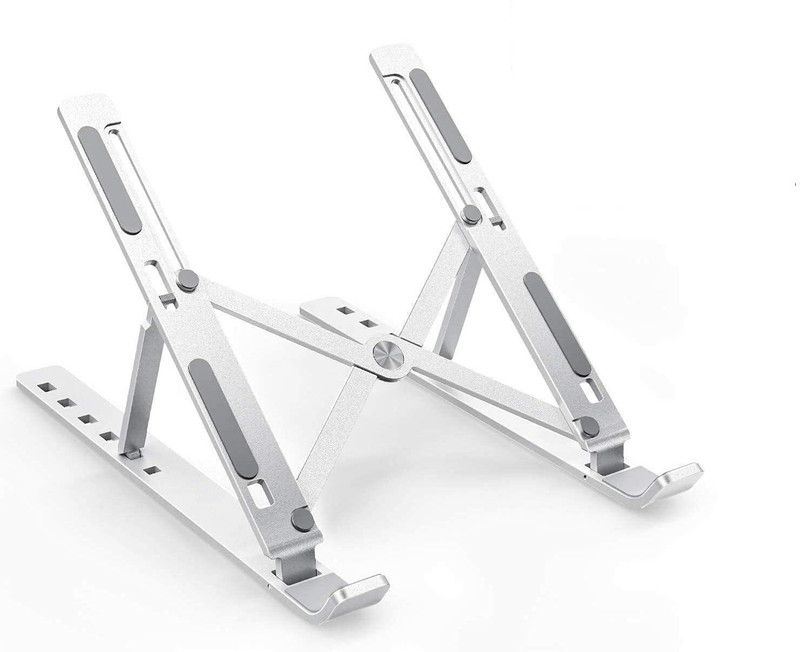 Coverskart Portable Laptop Stand, Aluminum Foldable Holder, 6 Levels Height & Angle Adjustable?Stand Portable,Universal Desktop Stand Holder Aluminium Floor and Desk Stand Laptop Stand with Adjustable Height Compatible with Universal Laptops(Silver)
