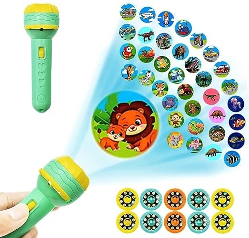 Glenston Mini Projector Torch with 6 Slide Toy for Kids Sleeping Story Toys(Multicolor)