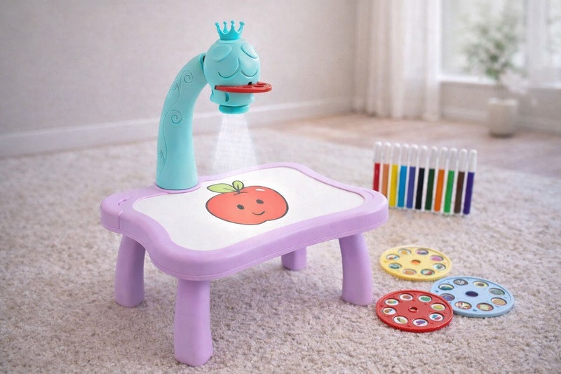 WORLD OF TINY Children Drawing Projector Table with Light | Educational Art & Painting Toy(Multicolor)