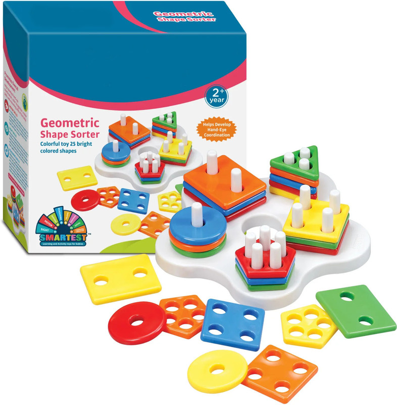GAMLOID Geometric Shape Matching Four Column Blocks Educational & Learning Toys(Multicolor)