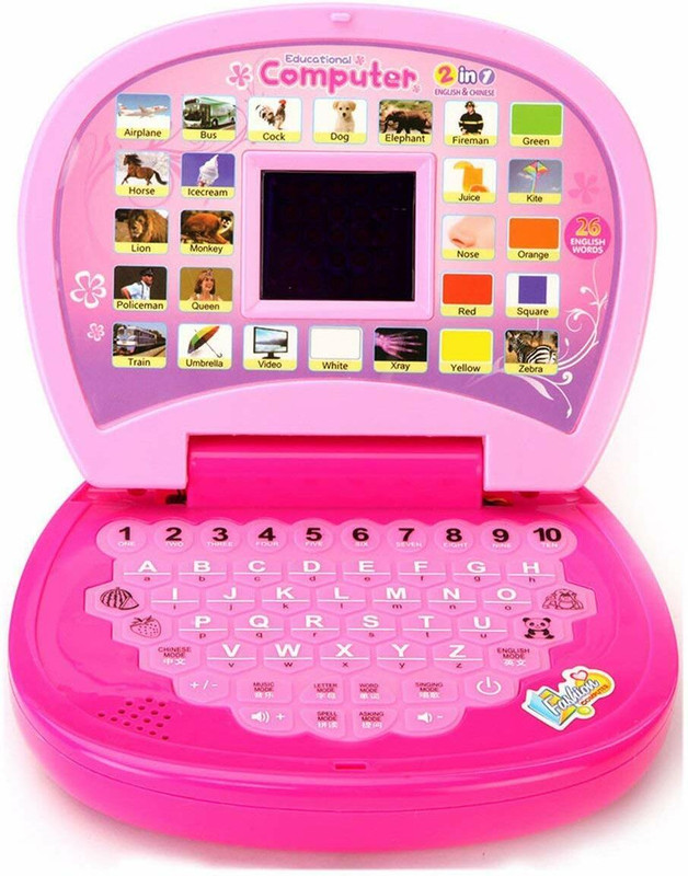 DN EXPORT ABCD Learn educational learning kids laptop, led display with music, Multi color(Multicolor)