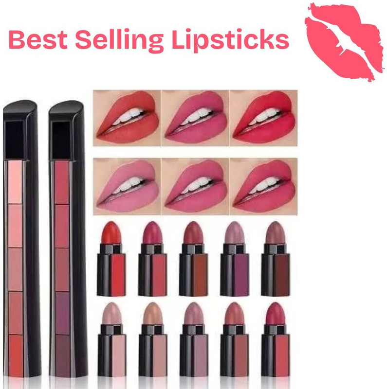 VULPIX Beauty 5in1 Red Edition & Nude Edition Matte Finish Lipstick set of 10 colours(Nude, Red, 18 g)
