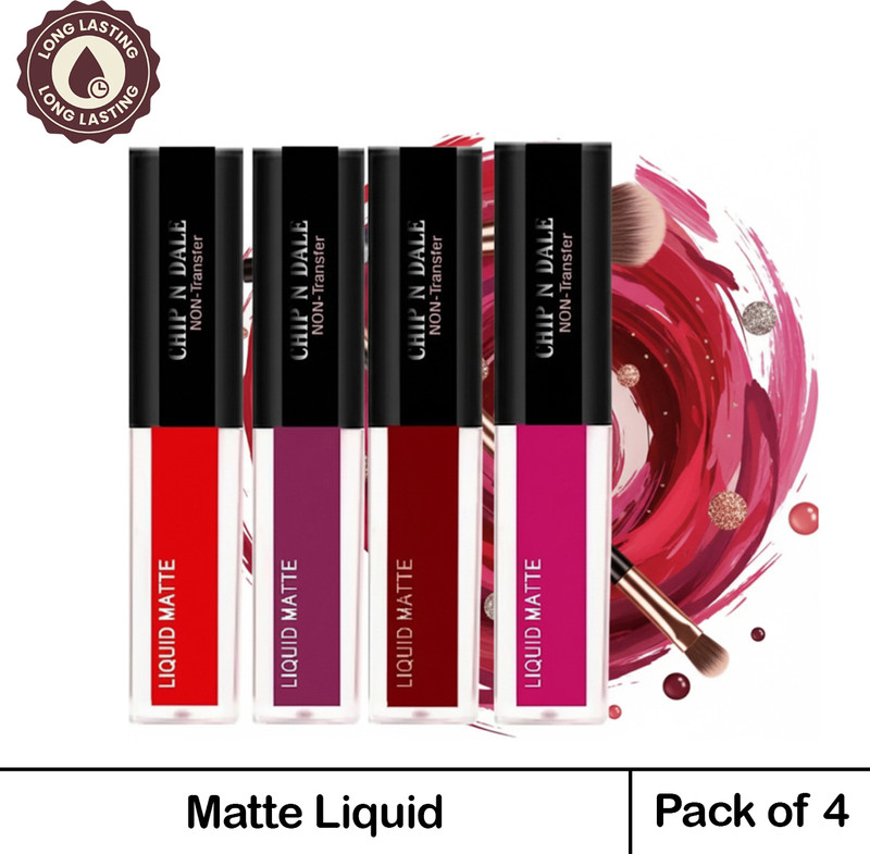 Chip N Dale Non Transfer Waterproof Long last Sensational Liquid Matte Mini Lipsticks(Multicolor, 16 ml)