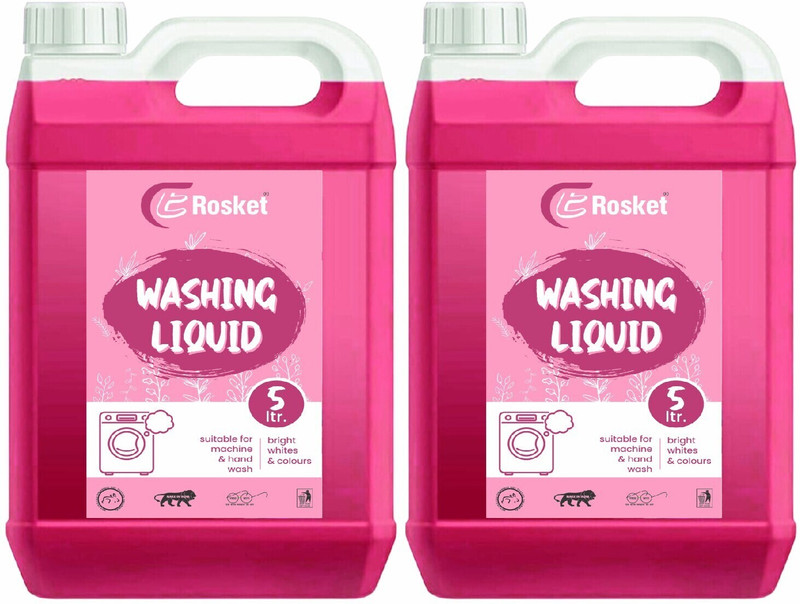 EROSKET Washing machine liquid detergent top load and front load -pink (10 ltr) Multi-Fragrance Liquid Detergent(2 x 5000 ml)