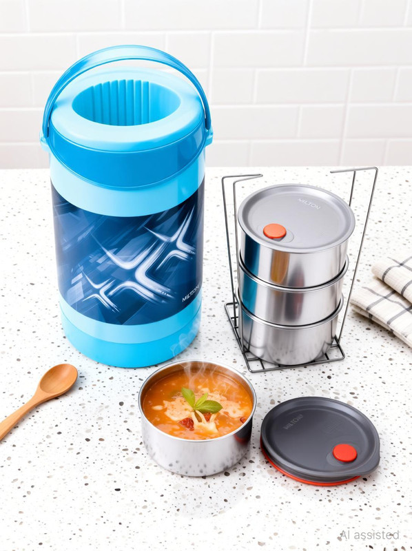 MILTON Econa Deluxe Inner Stainless 4 Containers Stainless Steel Office Lunch Box(1040 ml)