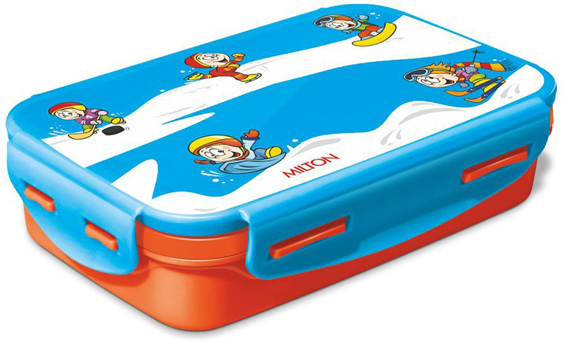 MILTON Steely Deluxe Mini Inner Steel Kids Tiffin Box, Orange | School Lunch Box 1 Containers Stainless Steel, Plastic Office Lunch Box(400 ml)