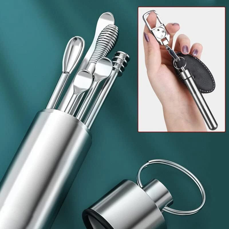 NIGRIFIX New Ear Wax Cleaner Set, Ear Wax Remover Stainless Steel Tool Kit(70 g, Set of 6)