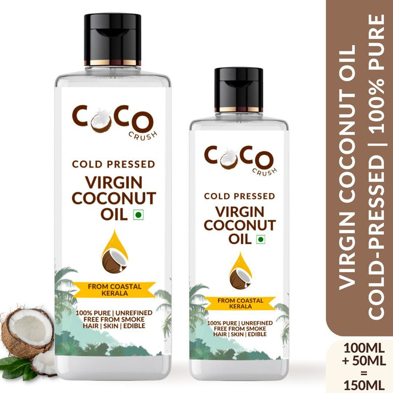 COCO CRUSH Combo of Virgin Coconut Oils, 100ml+50ml | Cold Pressed, 100% Pure & Natural(150 ml)
