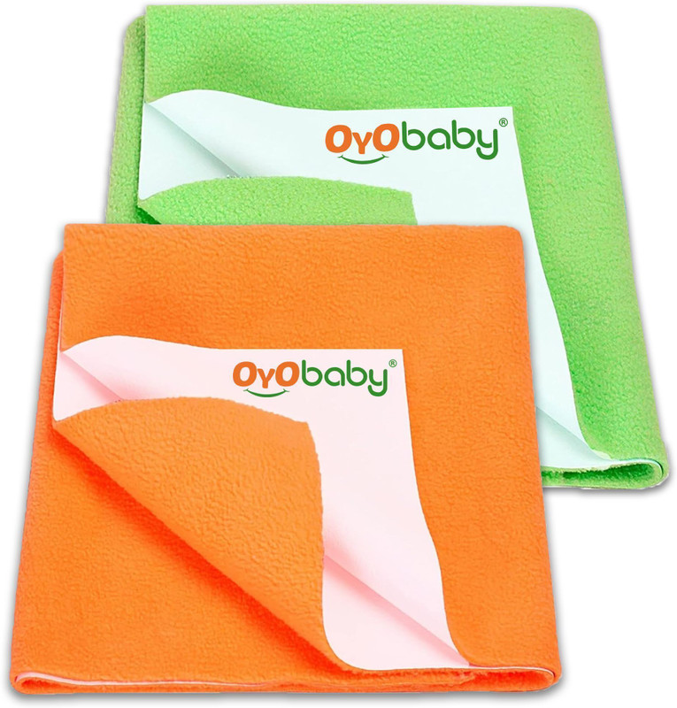 Oyo Baby Cotton Baby Bed Protecting Mat(Light Green+Orange, Small)