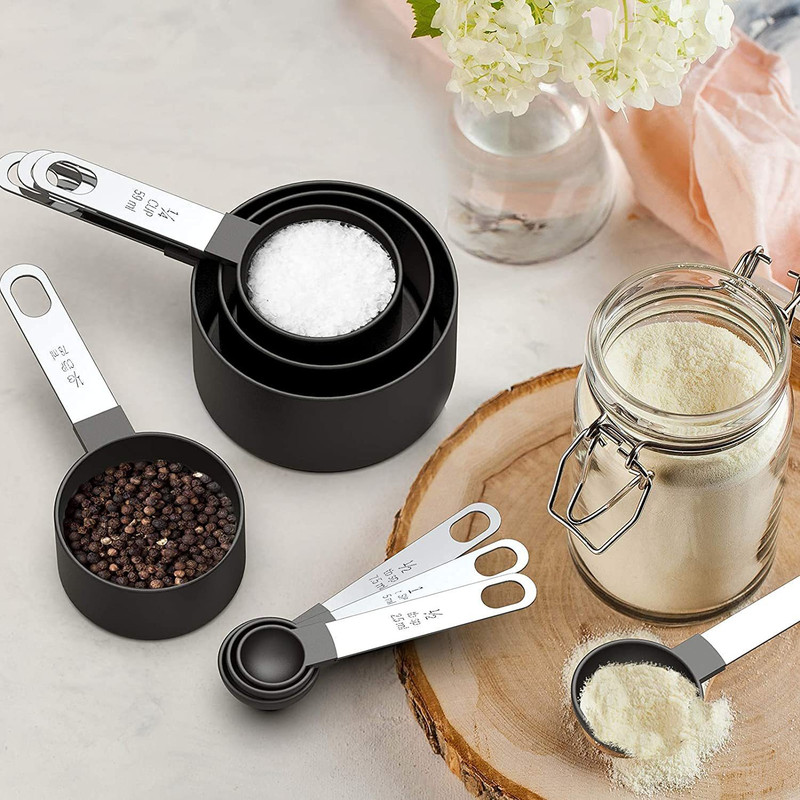 KitchenFest ® Plastic Measuring Cups and Spoons with Stainless Steel Handle, Rust Free Measuring Cup Set(500 ml)