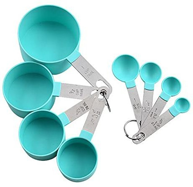 MobFest Food Grade Measuring Cups & Spoon Set Stainless Steel Handle with Clear Measuring Cup Set(500 ml)
