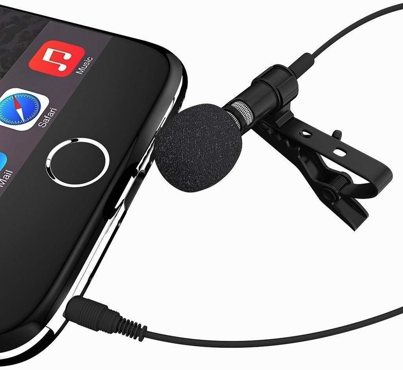 shivay enterprise ESSELKAY_ Dynamic Lapel Collar Mic Voice Recording Filter Microphone, Digital Noise Cancellation Clip Collar Mic Condenser for Singing, YouTube, Smartphones (1.5 Meter Long Wire) Collar Mic(Black)