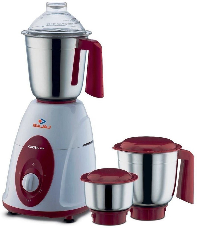 BAJAJ CLASSIC 500 W Mixer Grinder(Classic Mixer Grinder, 750W, 3 Jars _ | 3 Jars | White /Maroon)