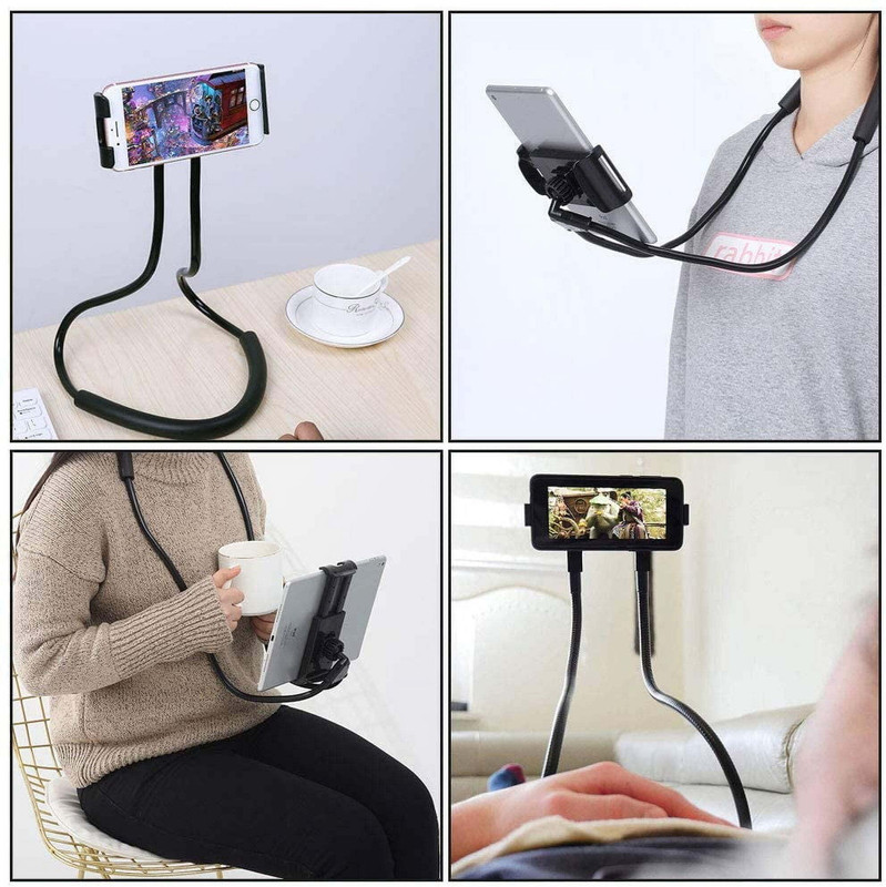 4uonly Lazy Neck Phone Table top Holder, Neck Hanging Mobile Cell Phone Stand KLD24 Mobile Holder