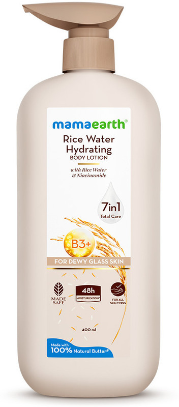 Mamaearth Rice Water Hydrating Body Lotion with Rice Water & Niacinamide for Glass Skin(400 ml)
