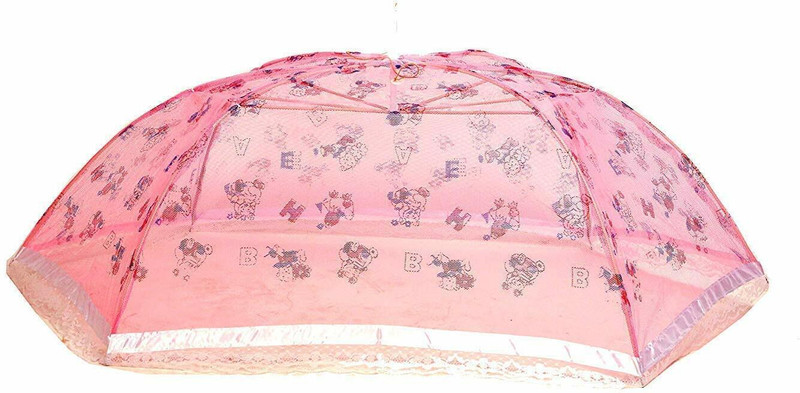 Ovi Umbrella Style Full Cover up for 1 to 12 Month Mosquito Net for New Born Baby Polyester Washable Kids Mosquito Net(Pink, Tent)
