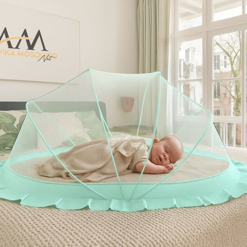 Ashvika mosquitoNet Baby Folding Crib Nylon Washable Kids Mosquito Net(Ocean Green, Tent)