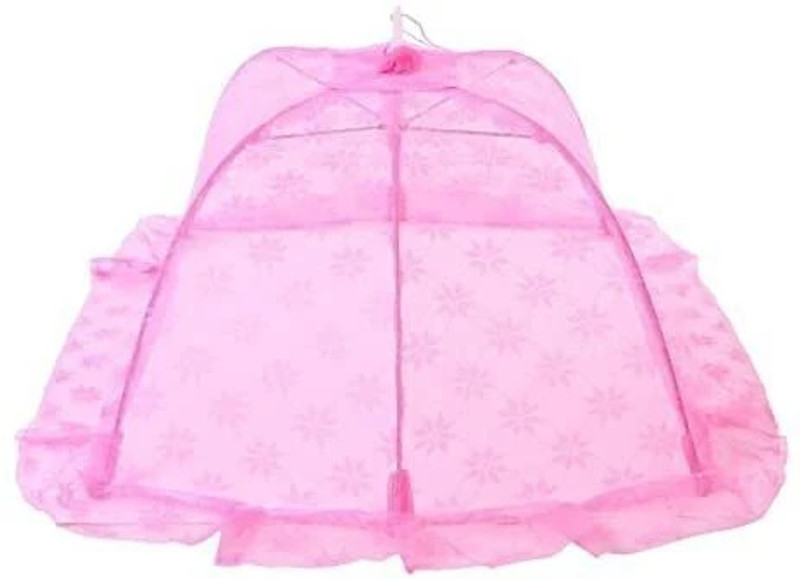 ZIMBLE Umbrella Mosquito Net for New Born Baby Safe Sleep. protection from mosquito, Nylon Washable Kids Mosquito Net(Pink, Frame Hung)
