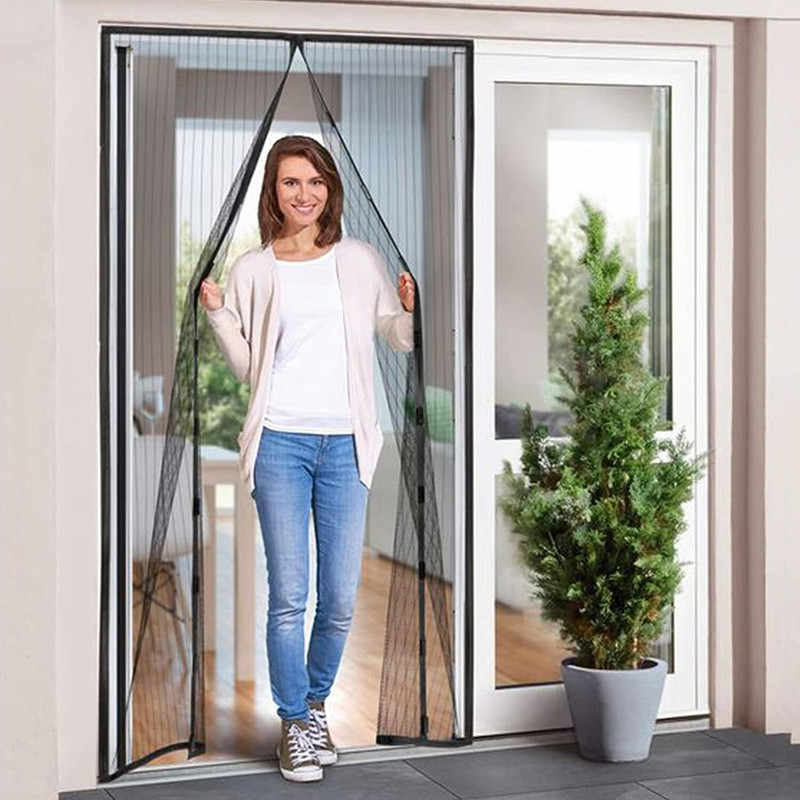 Czech Latest Magic Door Screen Magnetic Mesh Net in Good Quality SYV3 HDPE - High Density Poly Ethylene Washable Infants Mosquito Net(Black, Frame Hung)