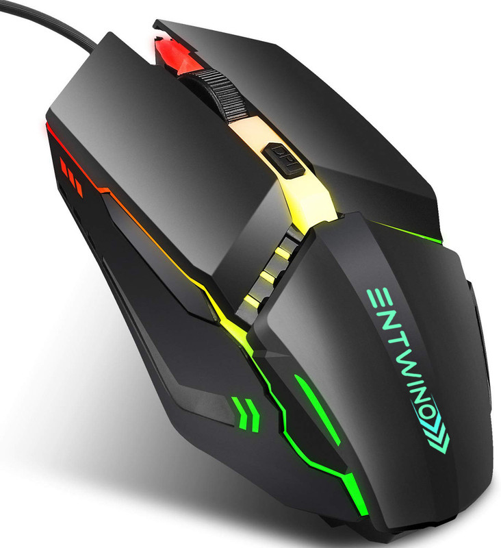 ENTWINO X3 Colorful Mechanical Gaming Mouse, DPI Button, 7 Colors Light Wired Ambidextrous Optical Gaming Mouse(USB 2.0, USB 3.0, Black)