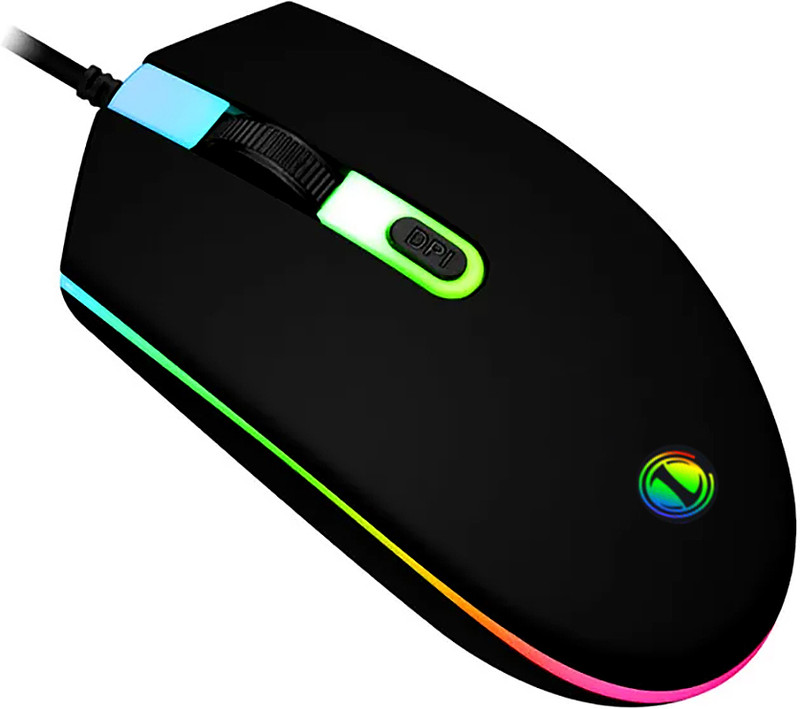 ENTWINO Laptop Mouse With RGB Light, DPI Button, Anti-skid surface, perfect grip Wired Ambidextrous Optical Gaming Mouse(USB 2.0, Black)