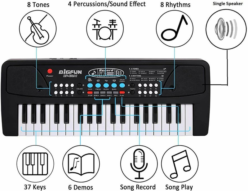 TOYACHI A430 Kids Piano Keyboard, Piano for Kids with Microphone Portable Electronic P45 37Key Piano Toy Keyboard for Kids with Mic Dc Power Option P45 Analog Portable Keyboard(37 Keys)