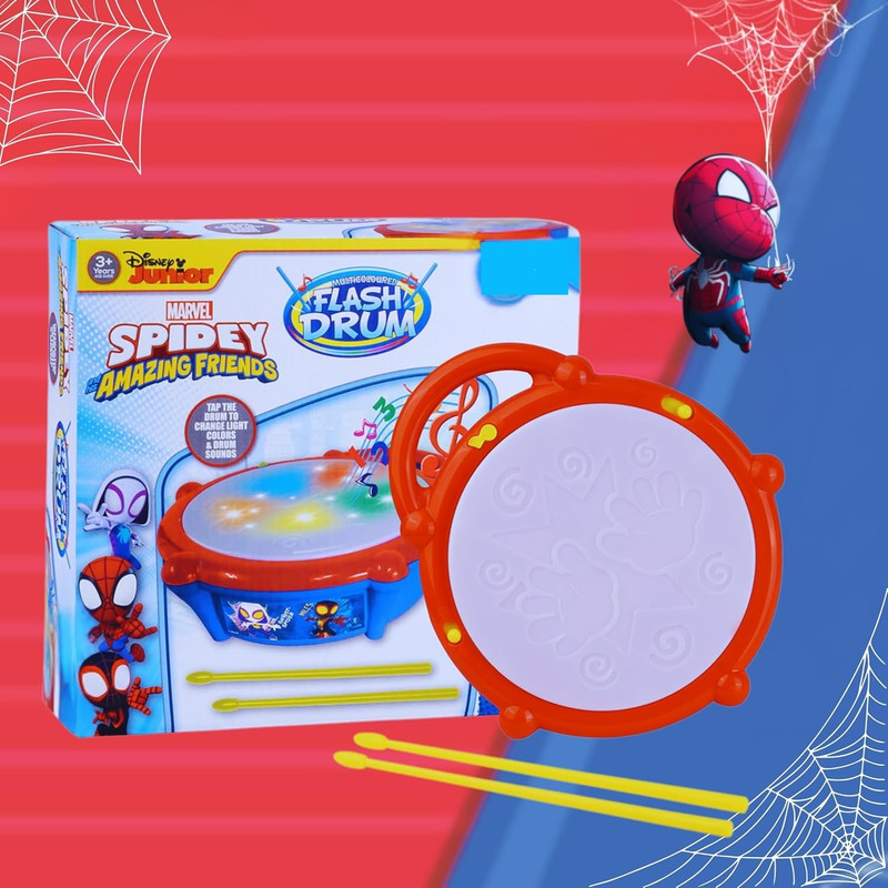 Goyal's Spidey Flash Drum Toy with Flash Light & Musical Sound Instrument Toy(Multicolor)
