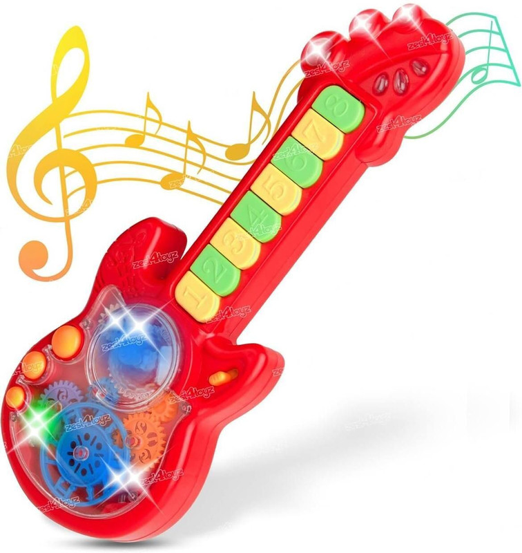 Xcillince Toys Music Guitar Toy with LED Lights, Sound & Gear Rotation(Multicolor)