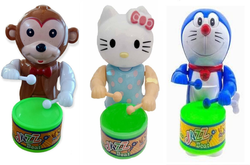 S.T.S ENTERPRISES monkey kitty dora for Kids KeyOperated Toy for Baby with Drumm and Dancing(Multicolor)