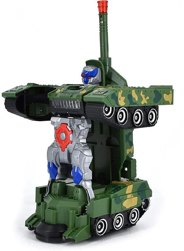 THE RED BABY Deformation Combat Electronic Robot Car Tank, Robot Toy with Light Music(Green)