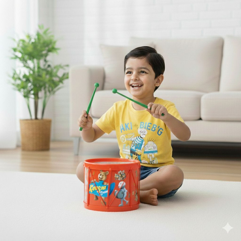 PRISHU Musical Drum Toy for Kids with Sticks Musical Instrument for Boys&Girls Drum Set(Red)