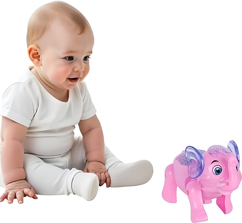 3 Jokers Walking Elephant Toy with Music and Colourful Lights for Baby (Random Color)(Multicolor)